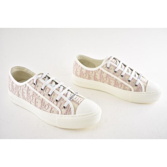 Dior Walk'N'Dior Powder Nude Pink Oblique Logo Flat Low Top Trainer Sneaker 40 - Picture 3 of 15
